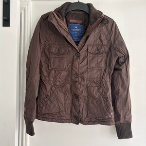 American Eagle Outfitters Brown Quilted Puffer Jacket